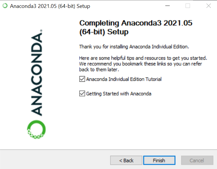 anaconda installer finish
